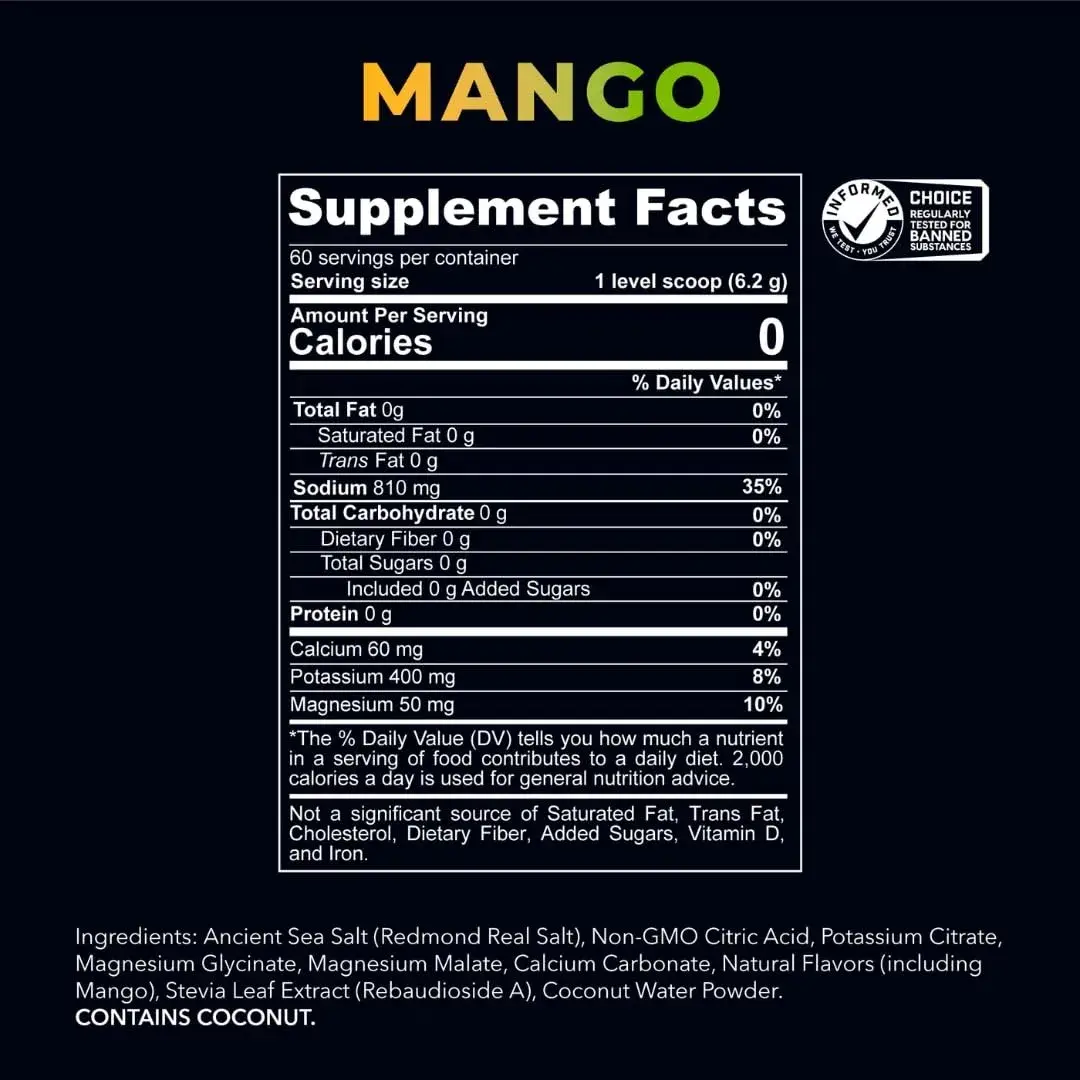 REDMOND Re-Lyte Sugar Free Electrolyte Powder Drink Mix Mango 13.19oz (374g) | Hydration Support - view 6