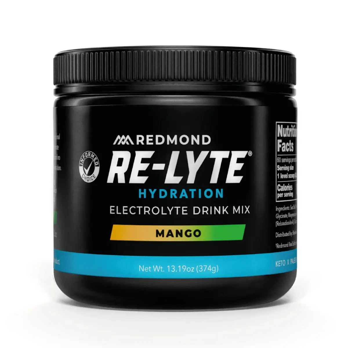 REDMOND Re-Lyte Sugar Free Electrolyte Powder Drink Mix Mango 13.19oz (374g) | Hydration Support - view 2