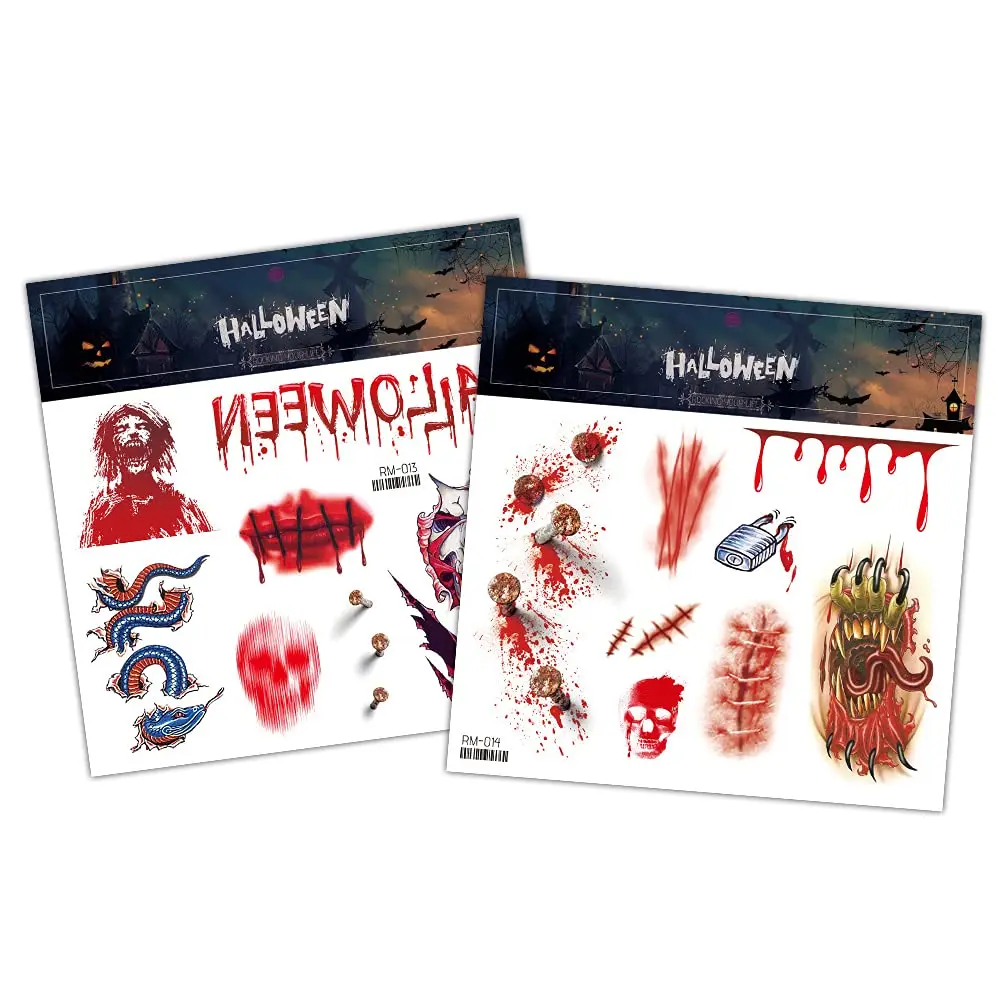 Adonisaon Day of the Dead Temporary Tattoos | Halloween Face & Body Stickers, 12 Sheets, Waterproof, Non-Toxic - view 5