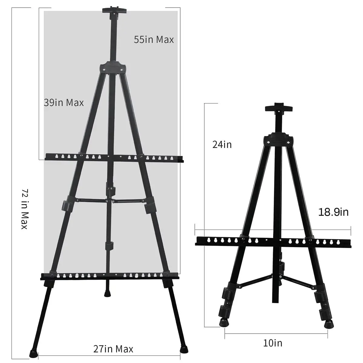 RRFTOK 72 in Art Easel Stand, Adjustable Metal Tripod, Dual-Layer | Sturdy & Portable for Artists - view 6