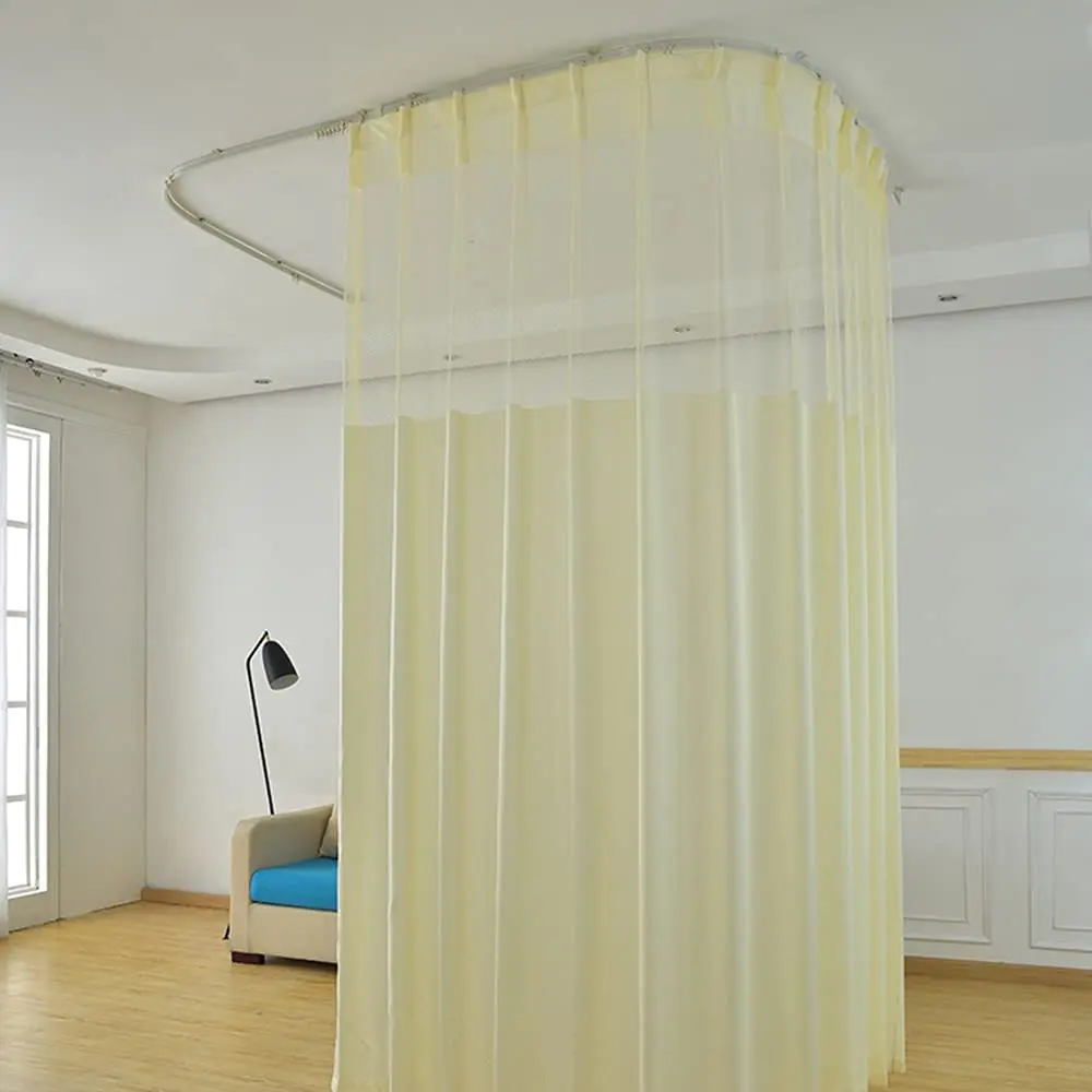 TTZ Hospital Curtain with Flat Hooks 96"W x 84"L Beige | Flame Retardant Medical Privacy Screen - main product image