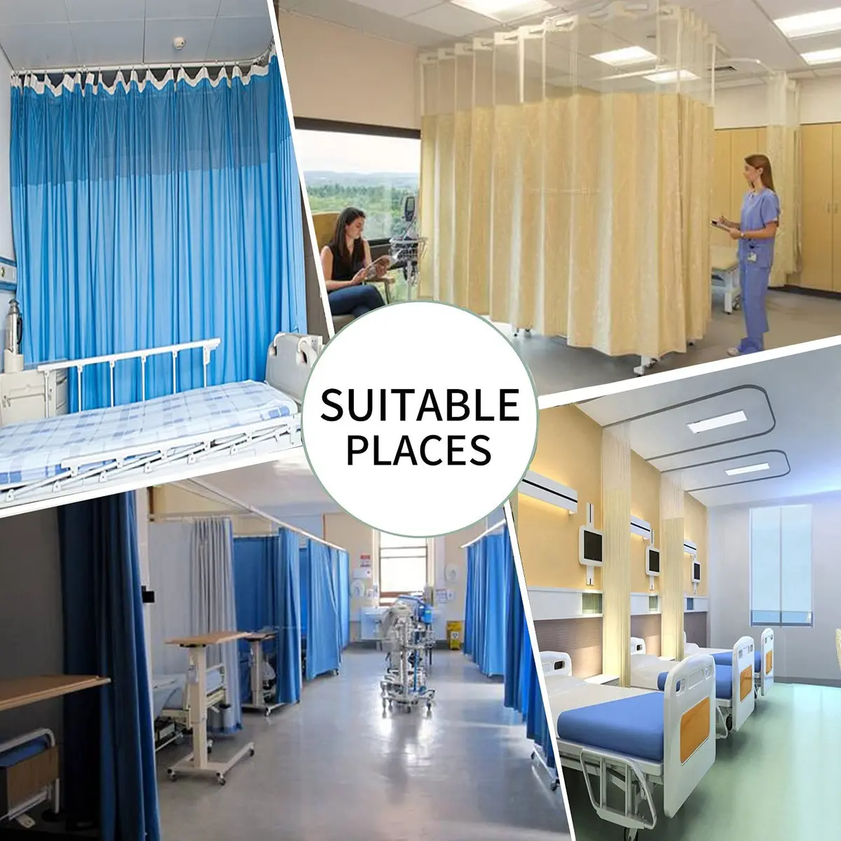 TTZ Hospital Curtain with Flat Hooks 156"W x 108"L | Flame Retardant Privacy Screen - view 4