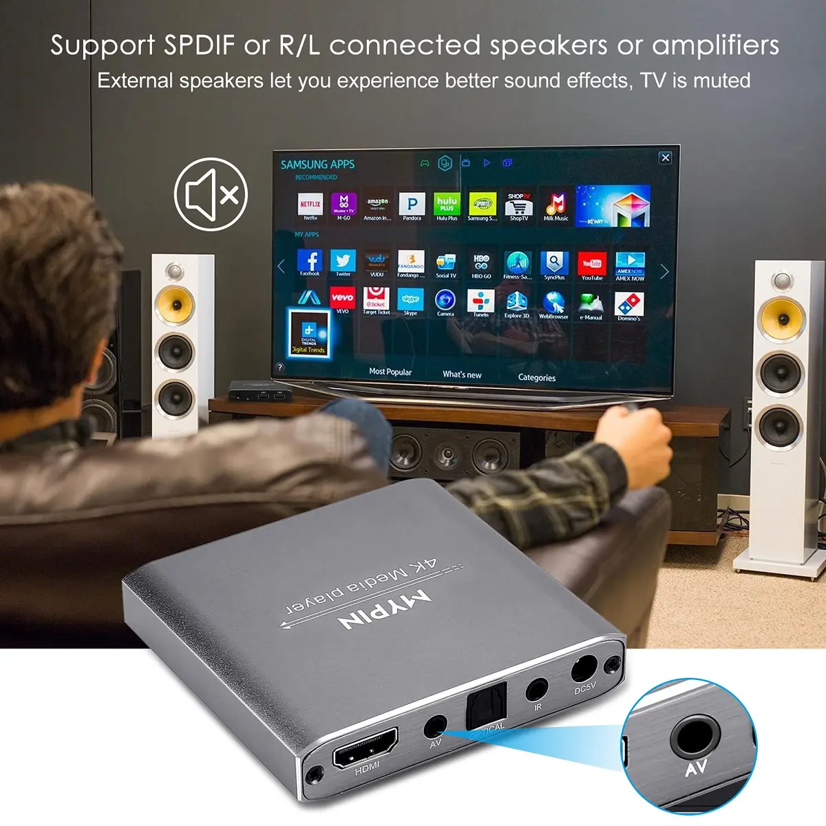 MYPIN 4K Media Player with Remote Control | HDMI up to 7.1 Surround Sound - view 8