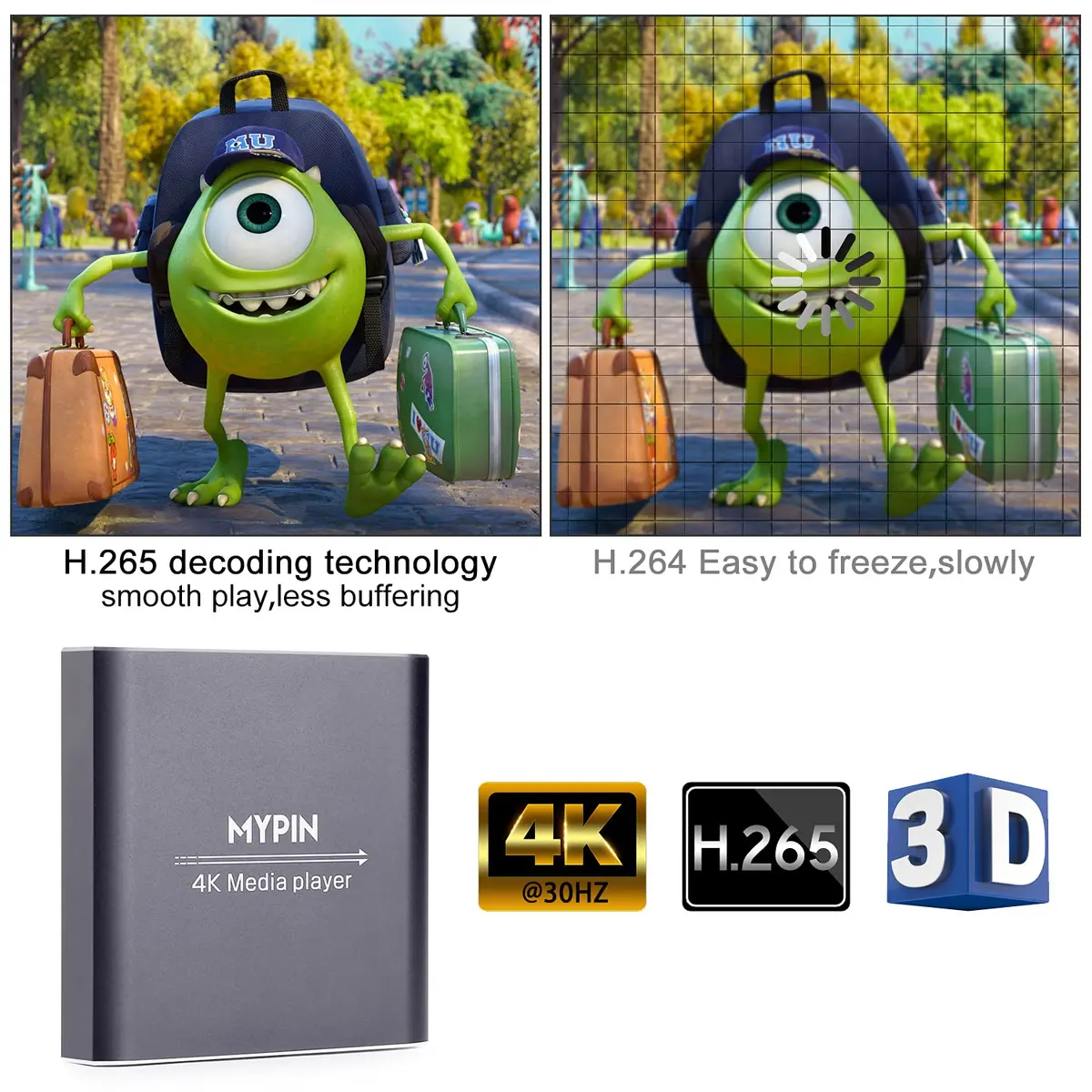 MYPIN 4K Media Player with Remote Control | HDMI up to 7.1 Surround Sound - view 2