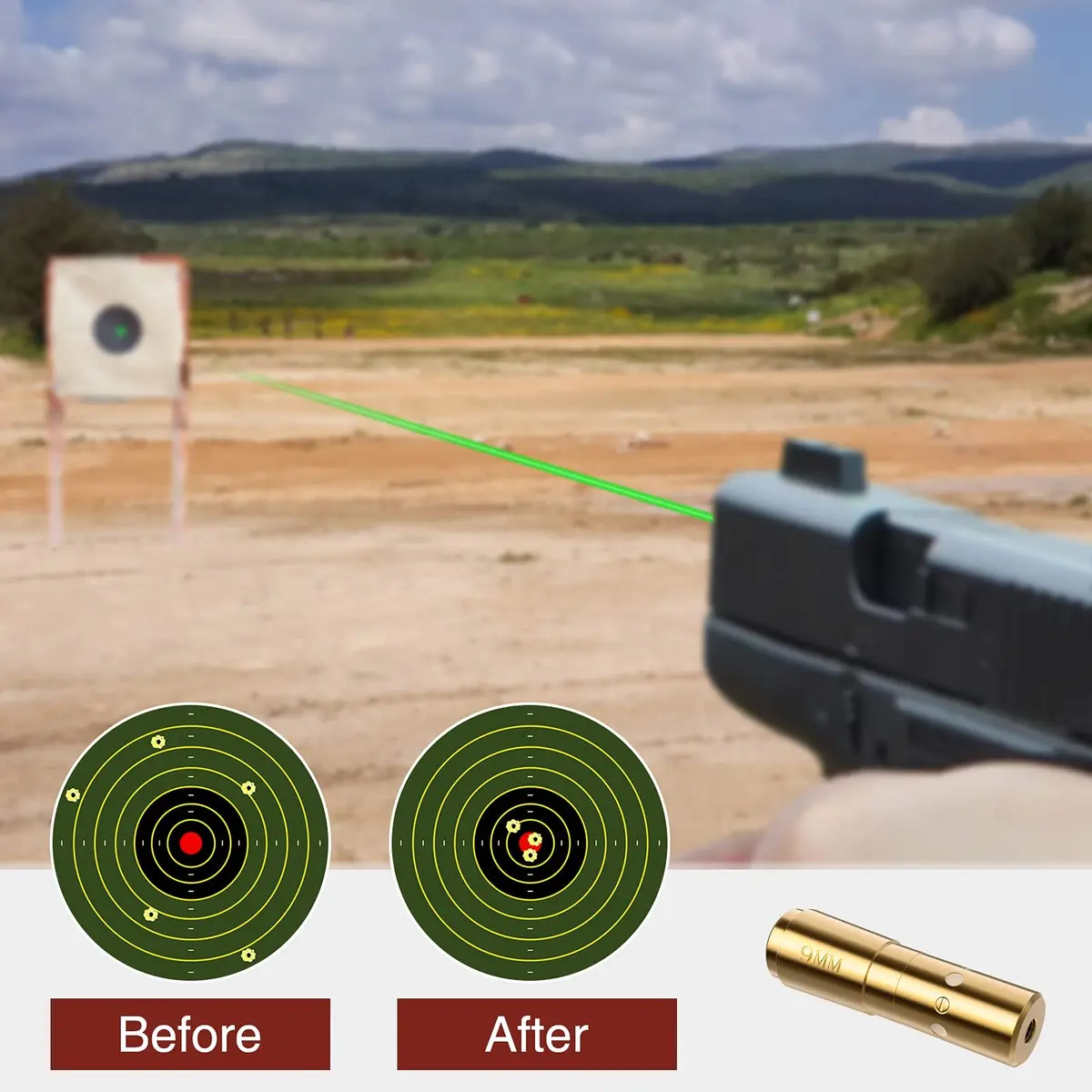 MidTen Green Laser Bore Sight 9mm | Bright Green Laser for Precise Zeroing - view 6