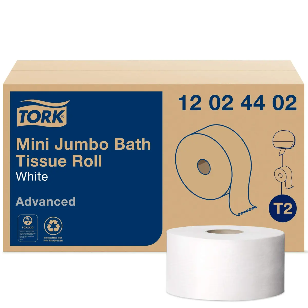 Tork Matic Paper Hand Towel Roll H1 (6 Rolls, 700 ft each) & Tork Mini Jumbo Toilet Paper Roll T2 (12 Rolls, 751 ft each) | Recycled Fiber, High Absorbency - view 5