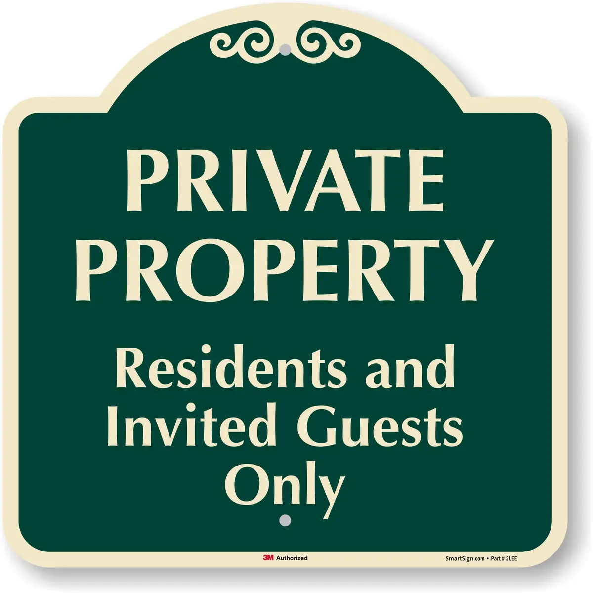 SmartSign 18" x 18" Residents and Invited Guests Designer Sign, Green/Ivory | Reflective Aluminum Sign for Safety & Privacy - main product image