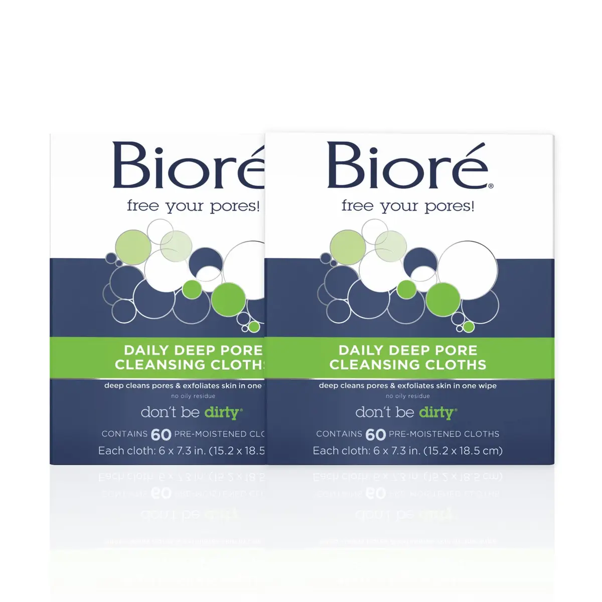 Bioré Daily Make Up Removing Cloths, 60 Count (Pack of 2) | Hypoallergenic Deep Pore Cleansing Wipes - main product image