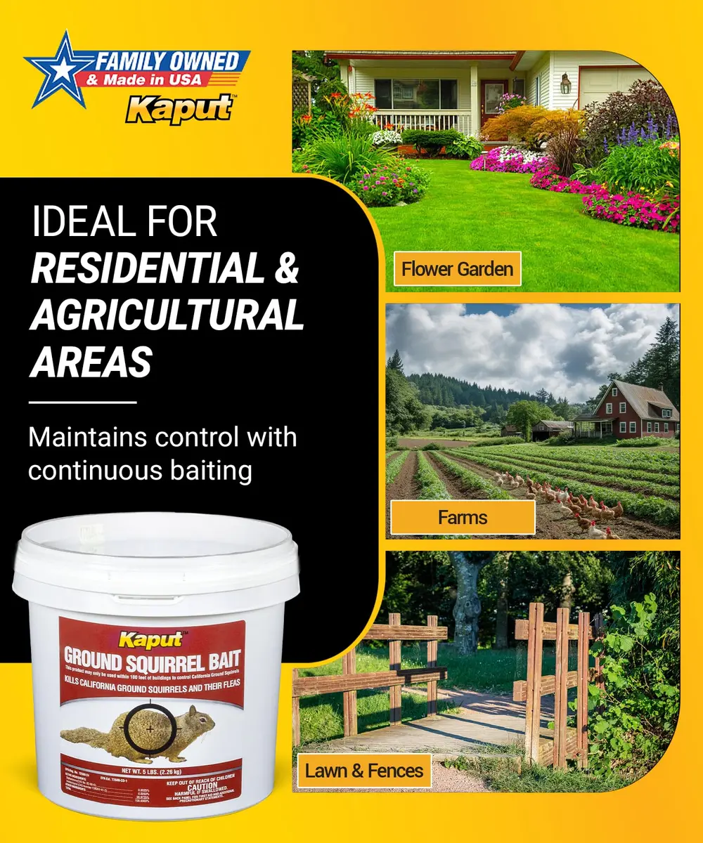 Kaput Ground Squirrel Bait - Effective Fleas & Squirrel Killer with Diphacinone & Imidacloprid | Targeted Outdoor Pest Control (5 lbs) - view 5