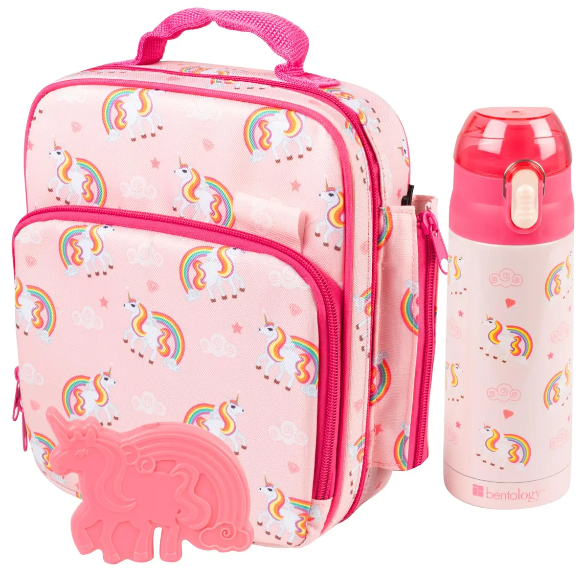 Bentology Unicorn Insulated Lunch Bag Set with Water Bottle & Ice Pack | Kids School Tote 25cm (10 in) - main product image