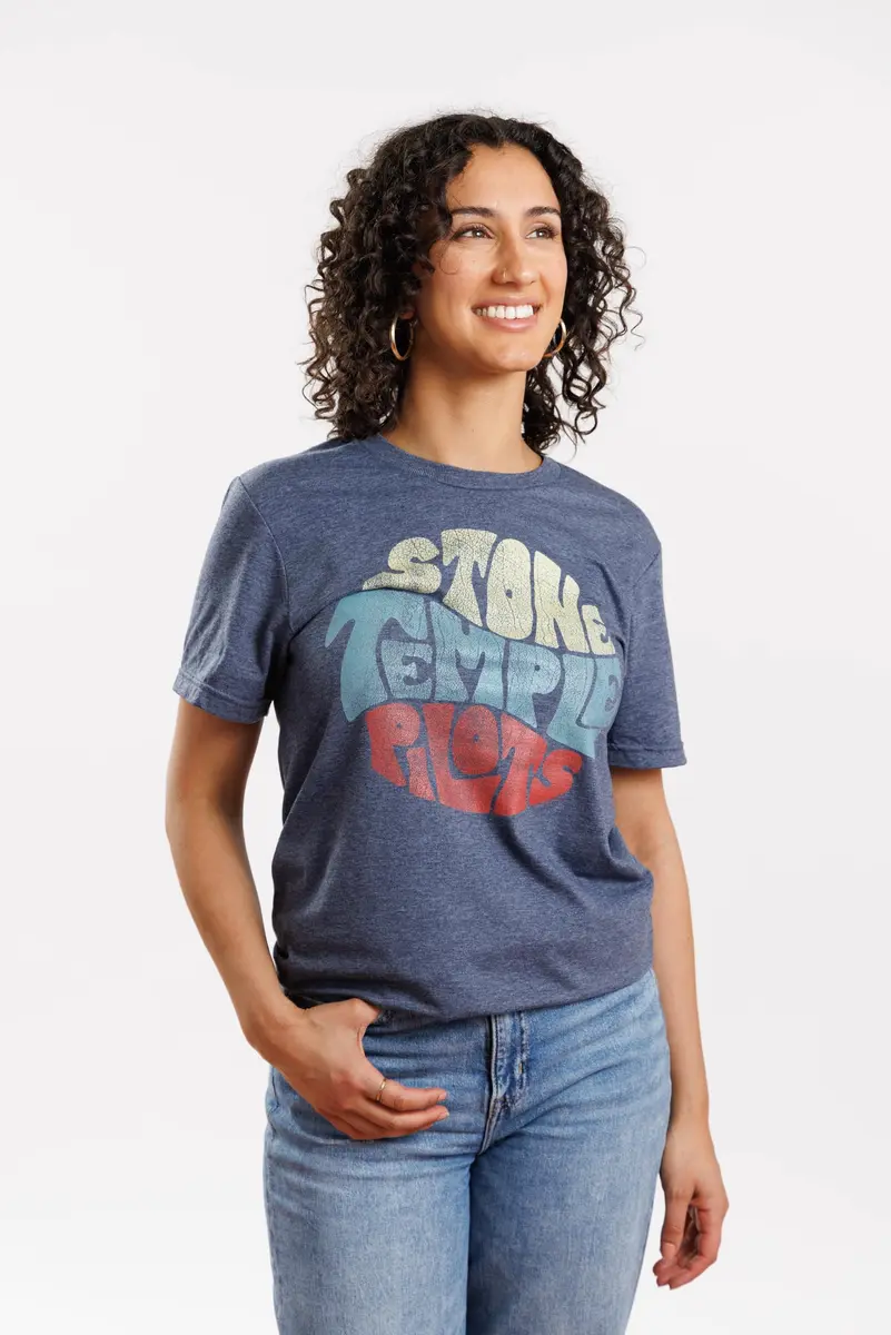 American Classics Stone Temple Pilots Circle Logo T Shirt Navy LG | Unisex 90s Grunge Band Tee - view 2