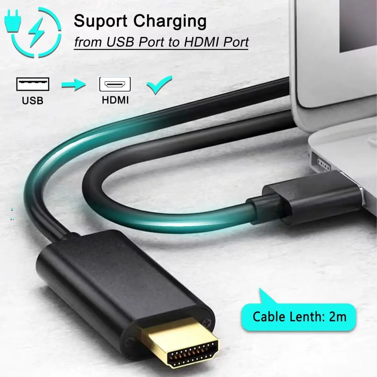 AKWOR USB to HDMI Adapter Cable 2m (6.6ft) | Connect Laptop to Monitor - view 7