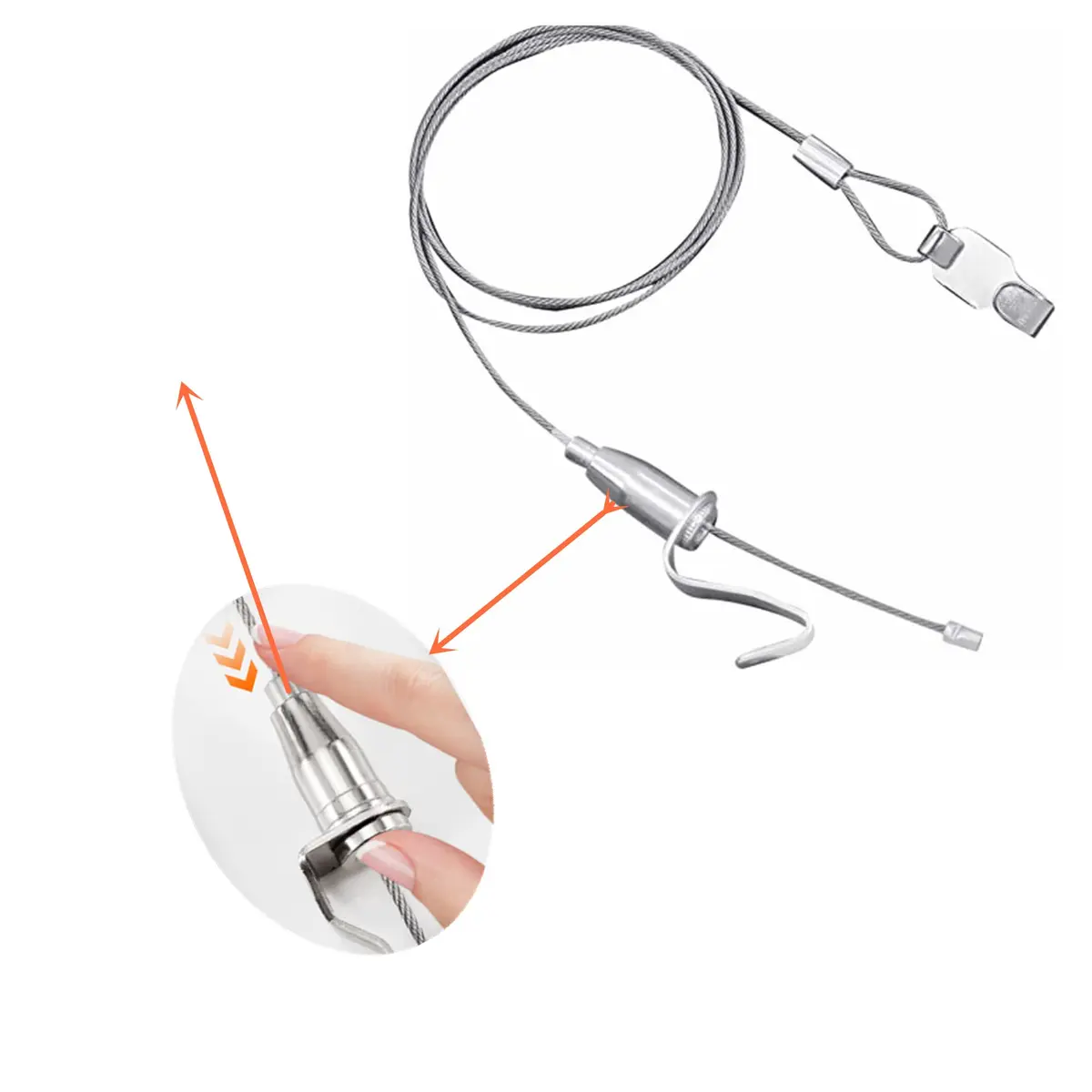 alblinsy 6.56 ft Picture Rail Hanging System | Stainless Steel Cable Wire with Adjustable Photo Hook for Wall Art Display - view 3