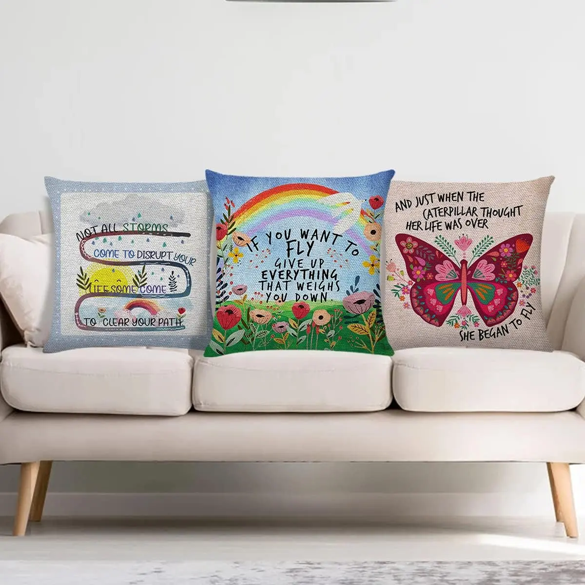 Littlefa Inspiring Gifts Cute Colour Flower Rainbow Throw Pillow Cover | 18" x 18" | Emotional Comfort - view 5
