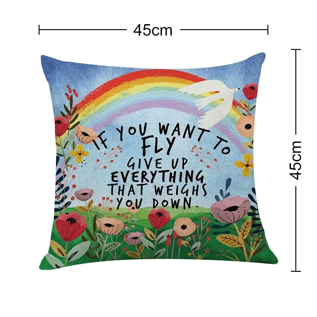 Littlefa Inspiring Gifts Cute Colour Flower Rainbow Throw Pillow Cover | 18" x 18" | Emotional Comfort - view 2