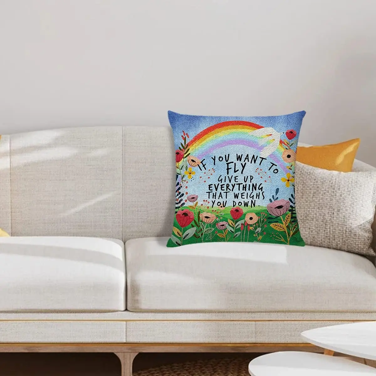 Littlefa Inspiring Gifts Cute Colour Flower Rainbow Throw Pillow Cover | 18" x 18" | Emotional Comfort - view 3