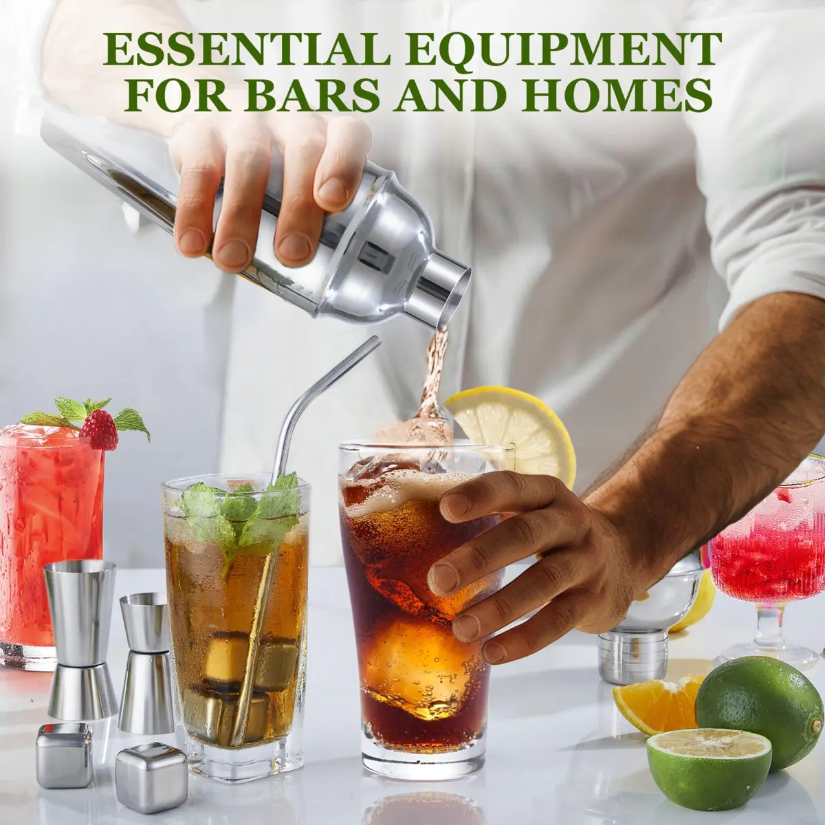 KINGROW 23 Piece Cocktail Shaker Set | Premium Stainless Steel Bar Tool Kit for Home & Party - view 2