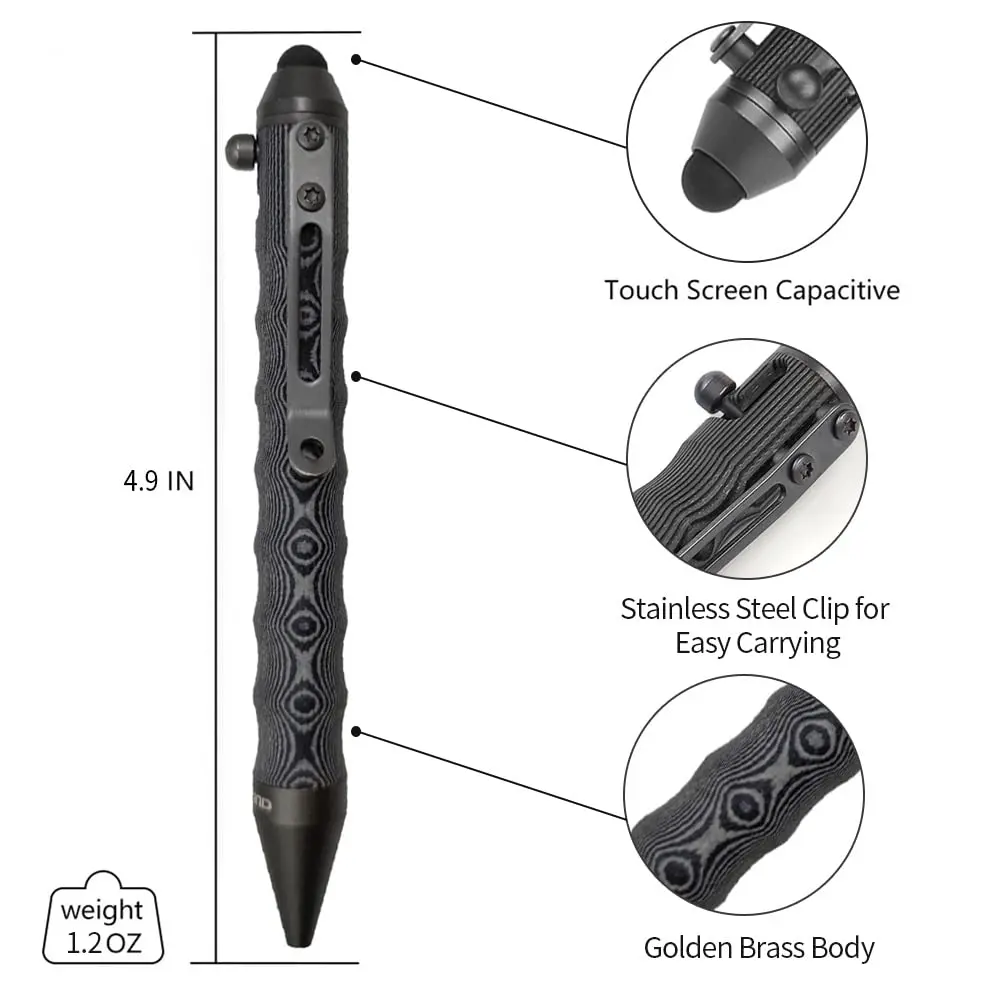 Cool Hand 4.5'' G10 EDC Ballpoint Ink Refillable Bolt Action Tactical Pens | Refillable, Compact & Ergonomic - view 5