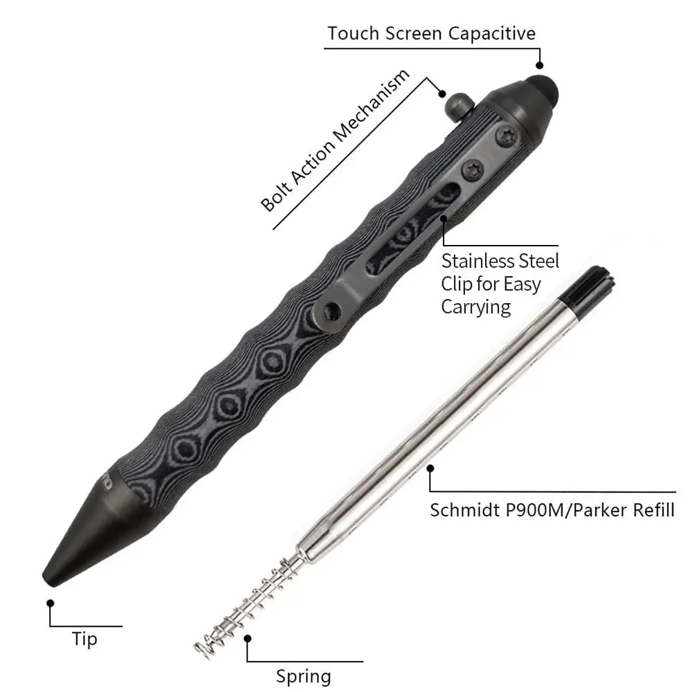 Cool Hand 4.5'' G10 EDC Ballpoint Ink Refillable Bolt Action Tactical Pens | Refillable, Compact & Ergonomic - view 6