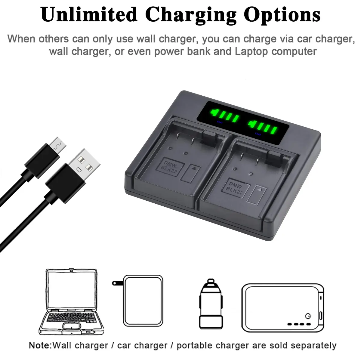 Batmax DMW-BLK22 Battery 2280mAh (7.2V) & Dual USB Charger Set | CE Certified for Panasonic Lumix DC-S5, GH6, GH5 II - view 6
