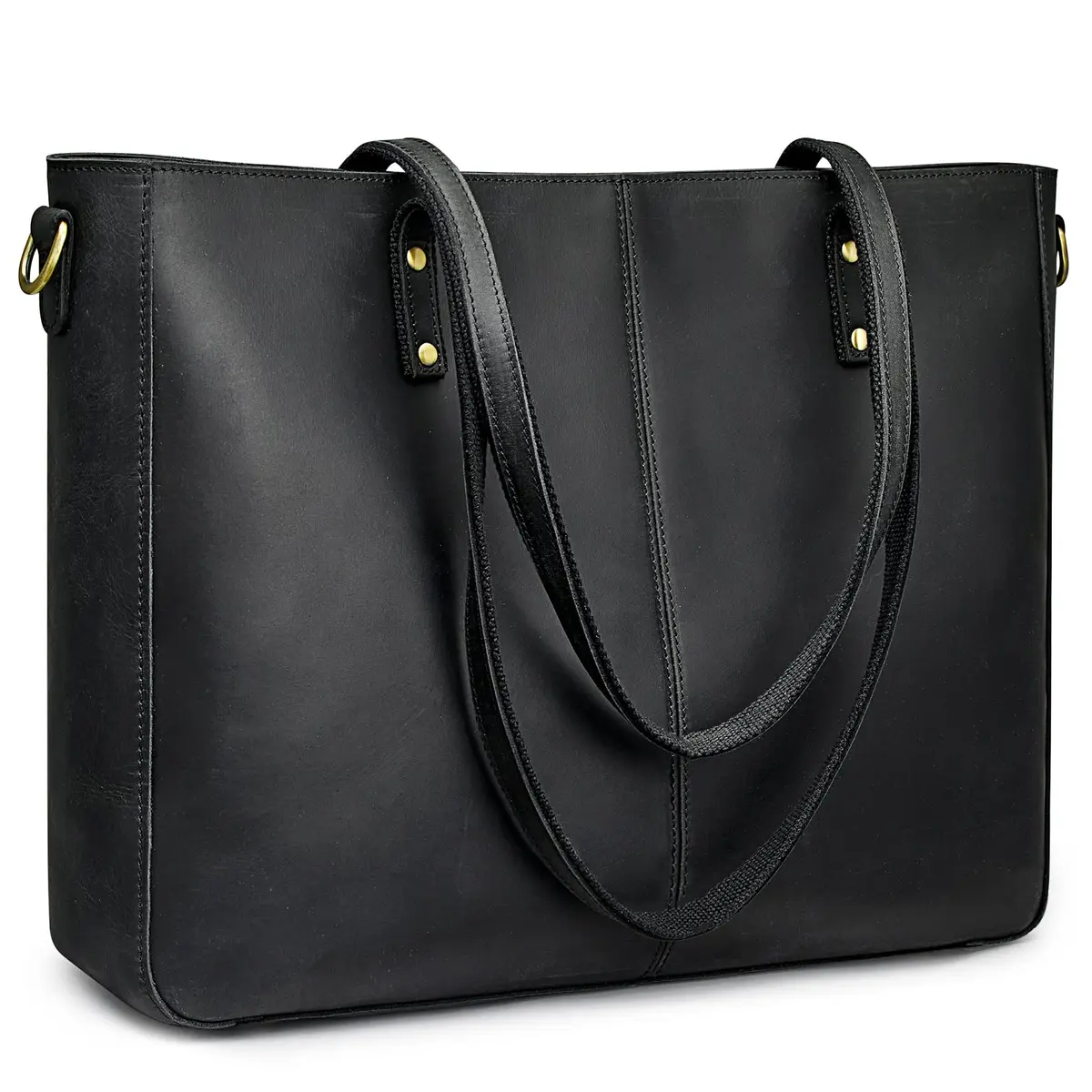 S-ZONE Genuine Leather Shoulder Tote Bag for Women Large Handbag Work Purse | Vintage Cowhide, Detachable Pouch - main product image