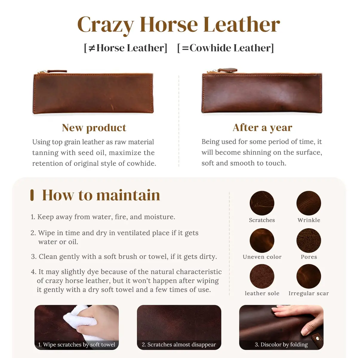 S-ZONE Genuine Leather Shoulder Tote Bag for Women Large Handbag Work Purse | Vintage Cowhide, 15.6" Laptop Fit - view 7