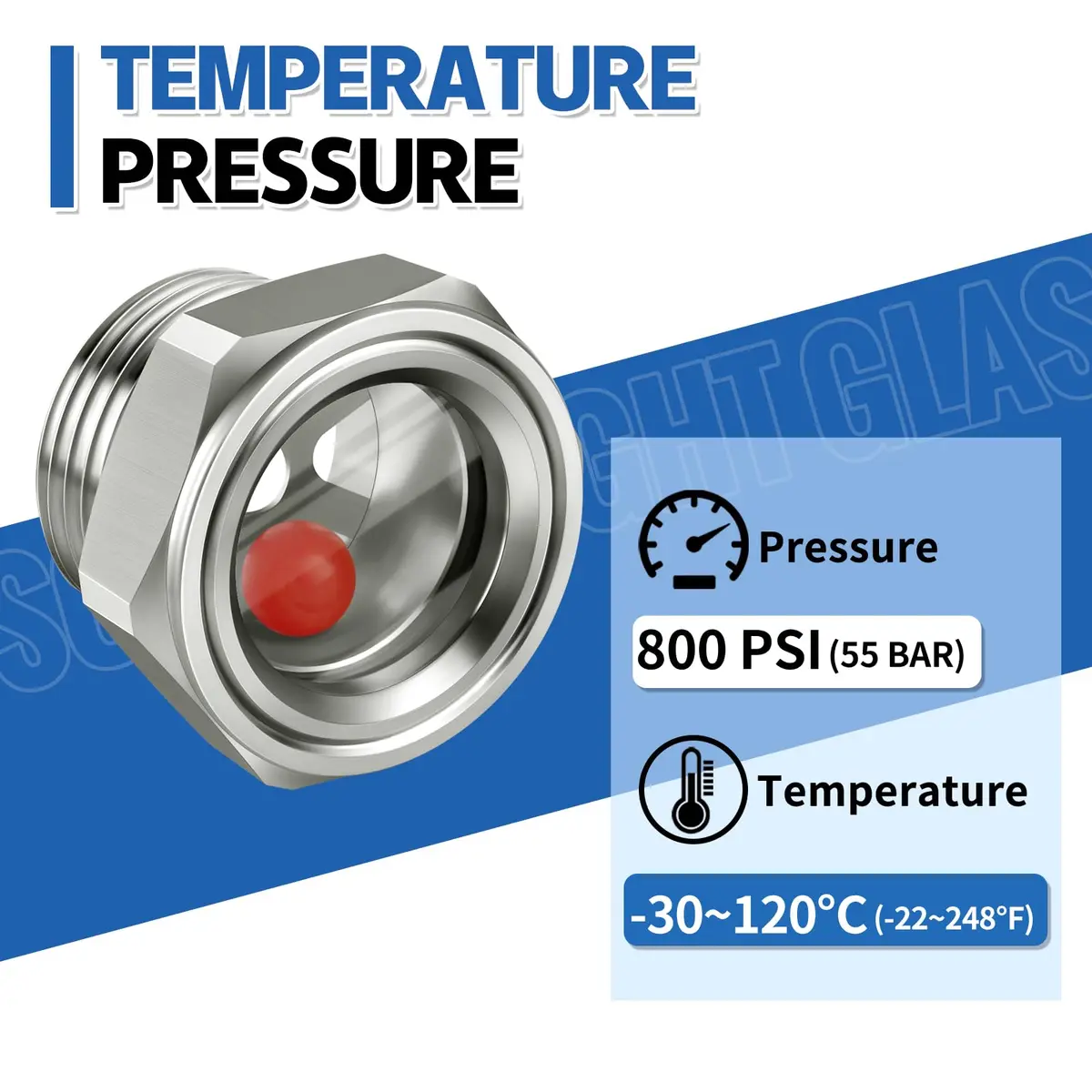 Boltigen 1'' NPT Stainless Steel Oil Sight Glass Liquid Level Gauge | Hex Head Indicator Window for Air Compressors & Hydraulic Tanks - view 7