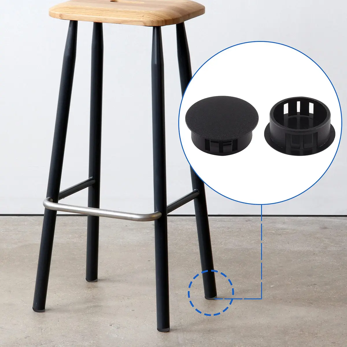 Jersvimc 36 Pcs 1/4 Inch (6mm) Black Hole Plug Plastic Hole Cover | Furniture Floor Protector - view 8