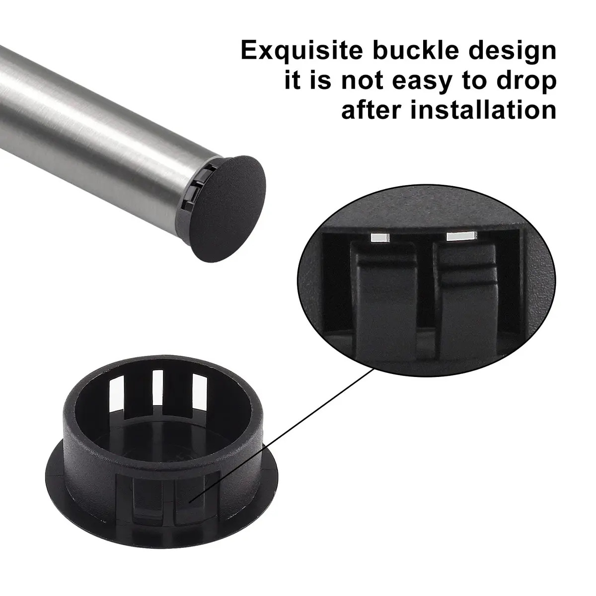 Jersvimc 36 Pcs 1/4 Inch (6mm) Black Hole Plug Plastic Hole Cover | Furniture Floor Protector - view 3