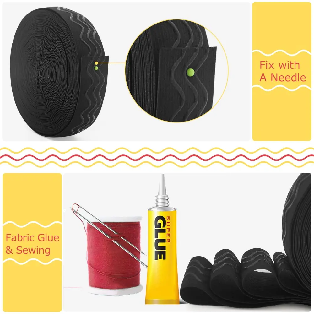 SmiLife Silicone Gripper Elastic for Clothing, Black, 1.1 in x 12 yd | Slip-Resistant, Durable, Customizable - view 5