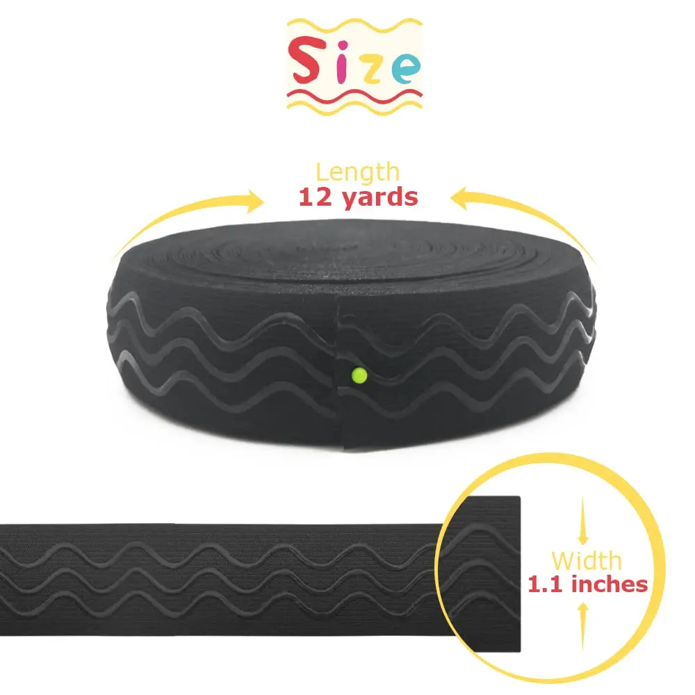 SmiLife Silicone Gripper Elastic for Clothing, Black, 1.1 in x 12 yd | Slip-Resistant, Durable, Customizable - view 3