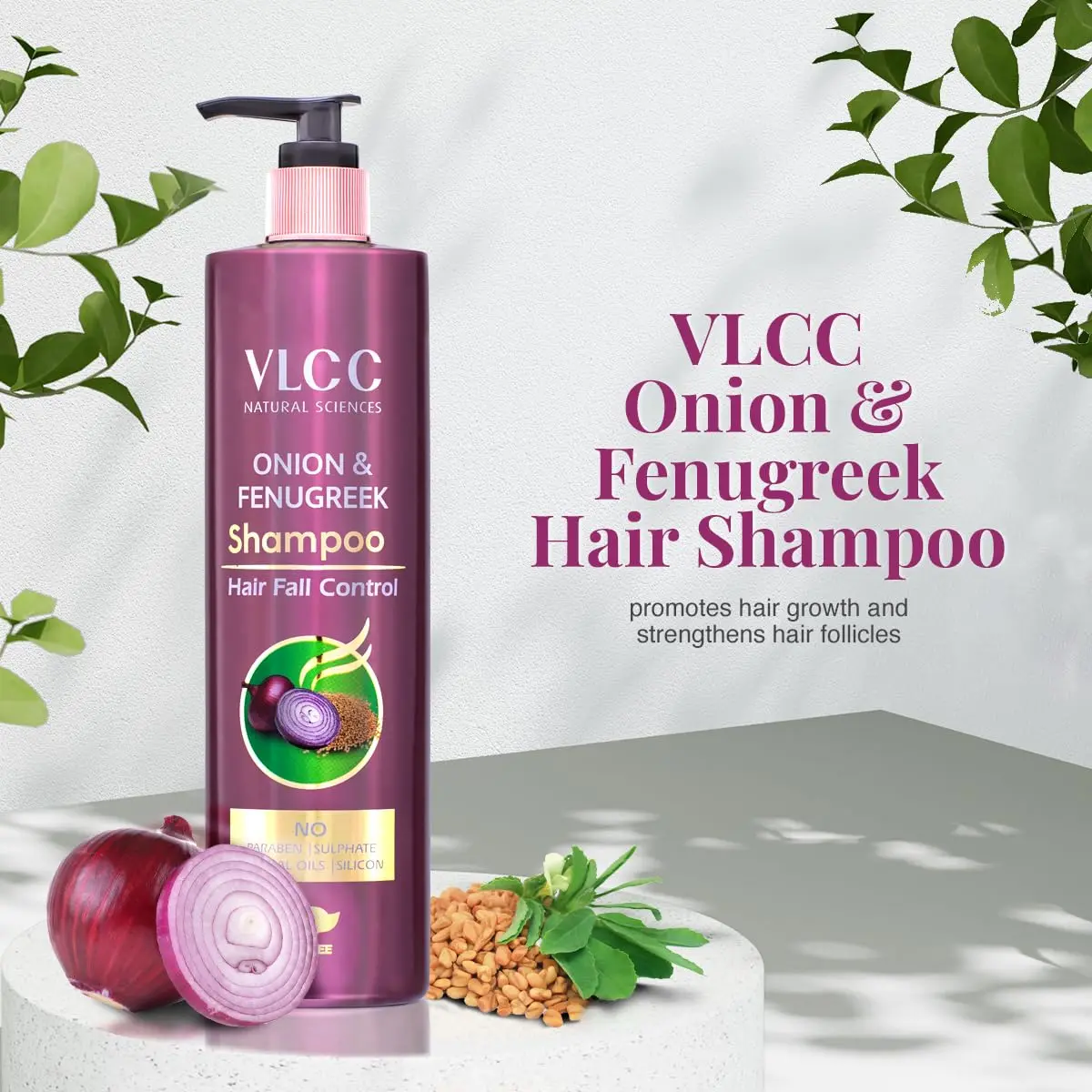 VLCC Onion & Fenugreek Hair Fall Control Shampoo 300 ml | Gently Cleanses & Supports Hair Growth - view 2