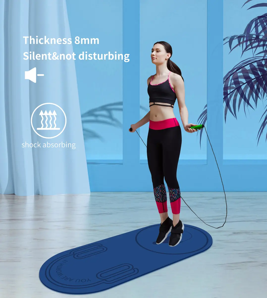 Knsbk Non-Slip Jump Rope Mat 139.7cm x 60.96cm (55" x 24") | Shock-Absorbing & Floor-Protecting Exercise Mat - view 6