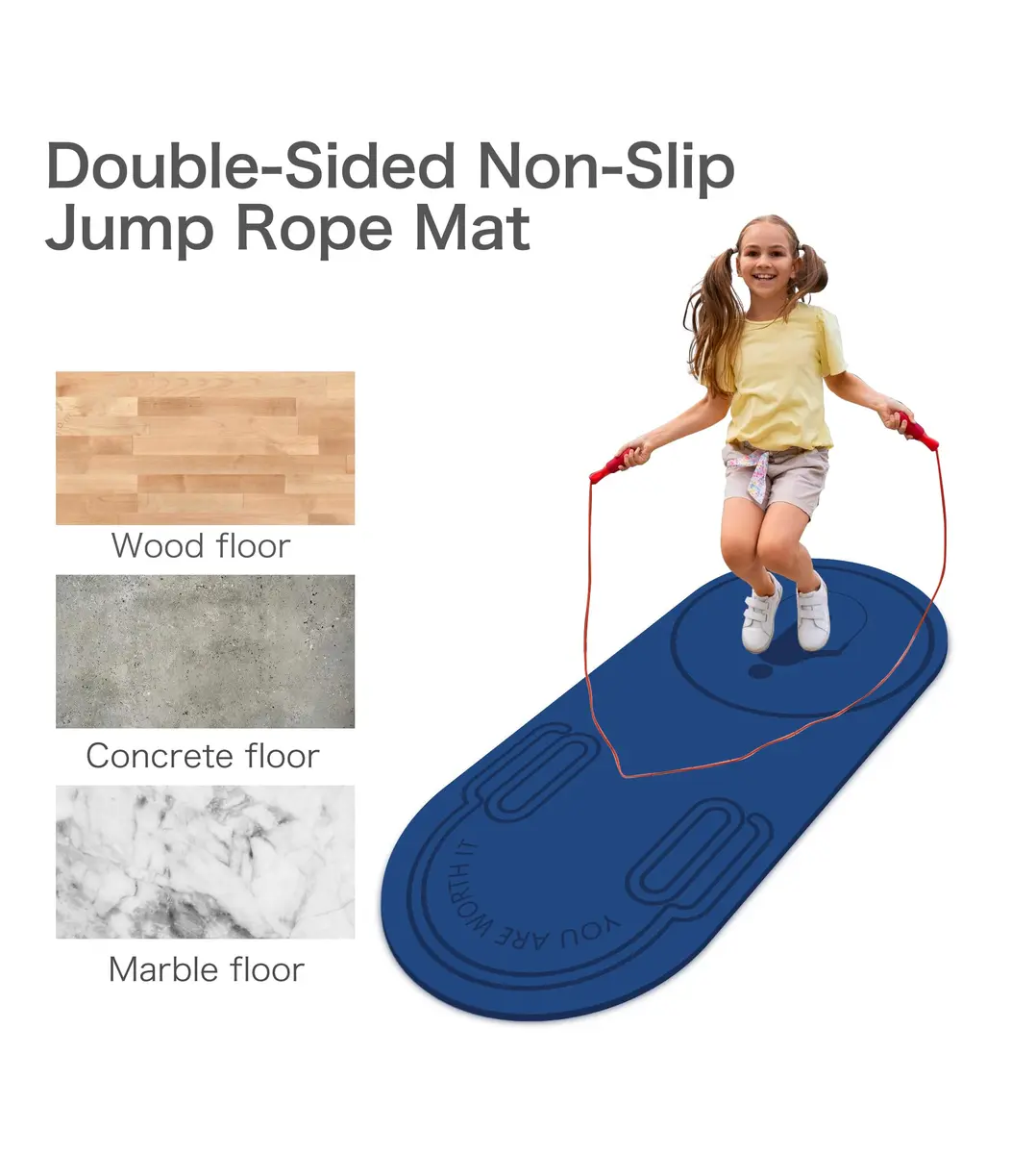 Knsbk Non-Slip Jump Rope Mat 139.7cm x 60.96cm (55" x 24") | Shock-Absorbing & Floor-Protecting Exercise Mat - view 3