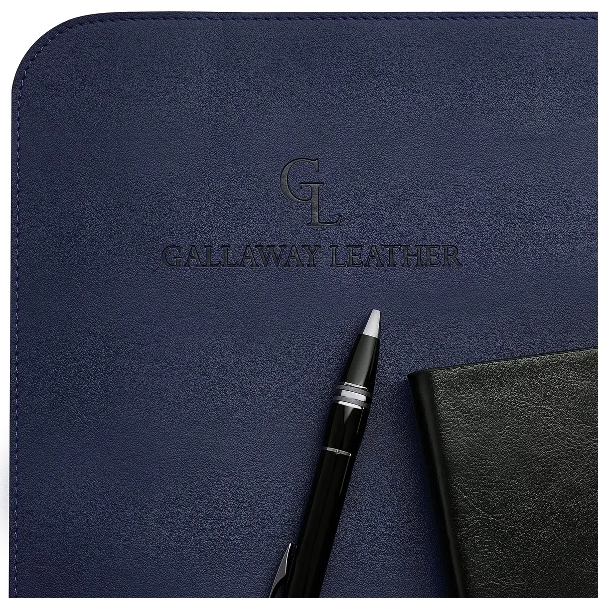 GALLAWAY LEATHER Large Navy Blue Desk Mat 36" x 17" | Elegant PU Leather Office Desk Cover - view 5