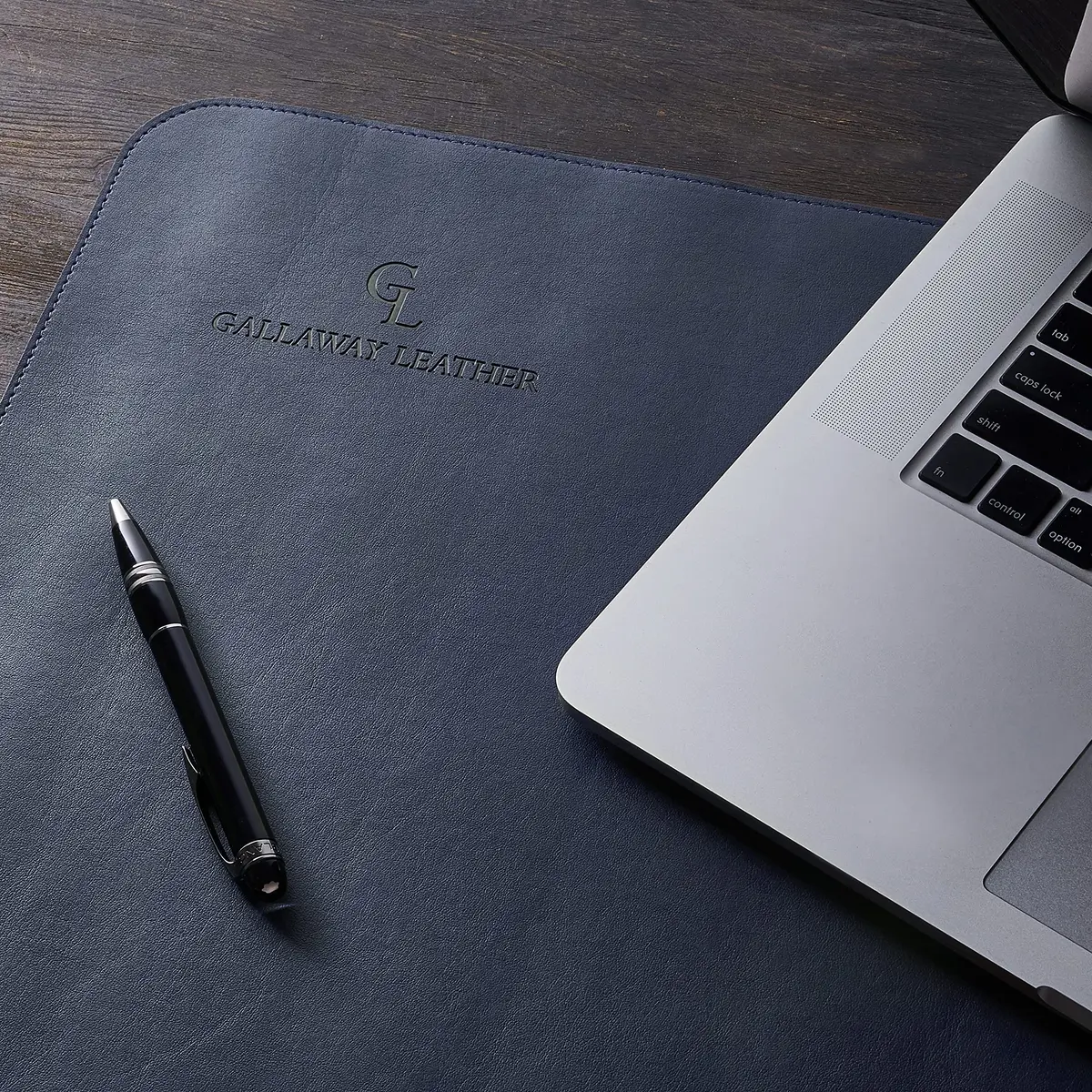 GALLAWAY LEATHER Large Navy Blue Desk Mat 36" x 17" | Elegant PU Leather Office Desk Cover - view 6