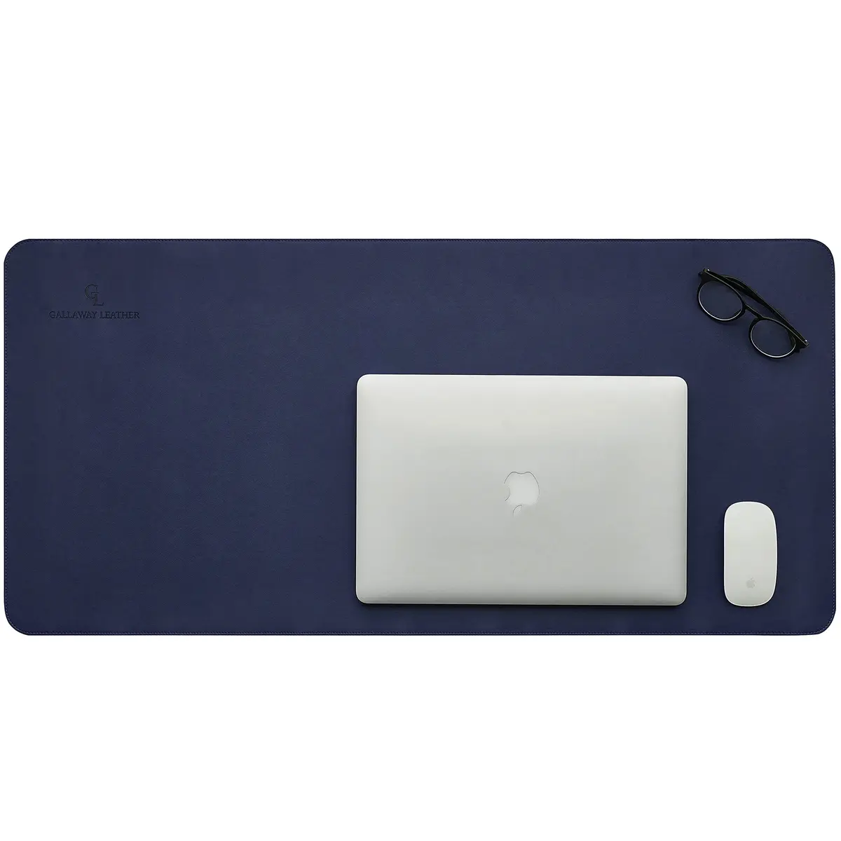 GALLAWAY LEATHER Large Navy Blue Desk Mat 36" x 17" | Elegant PU Leather Office Desk Cover - view 3