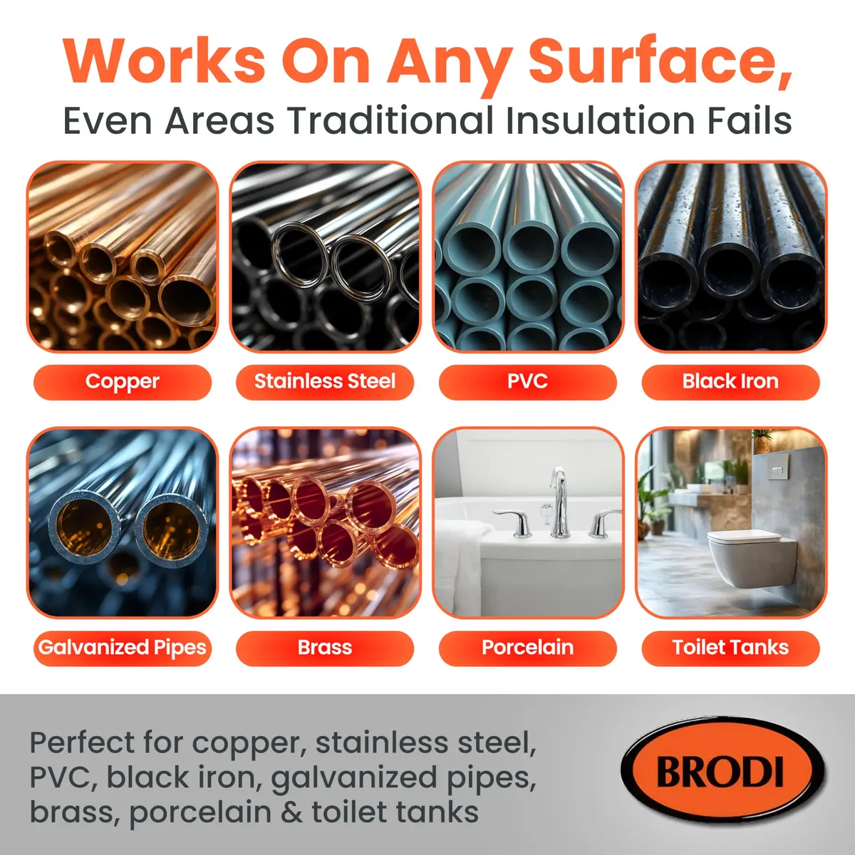 Brodi PipeWrap Spray Foam Insulation for Hard-to-Reach Areas, Fittings & Valves, Anti-Sweat Pipe Coating Spray, Stops Condensation Buildup & Prevents Dripping (15 Fl Oz / 444ml) - view 6