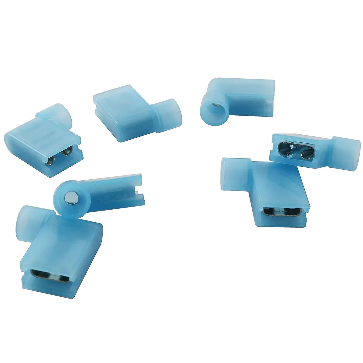 Longdex Blue Flag Spade Connector 100PCS 16-14AWG (1.5-2.5 sq mm) | Right Angle L-Shape Crimp Terminal - view 2