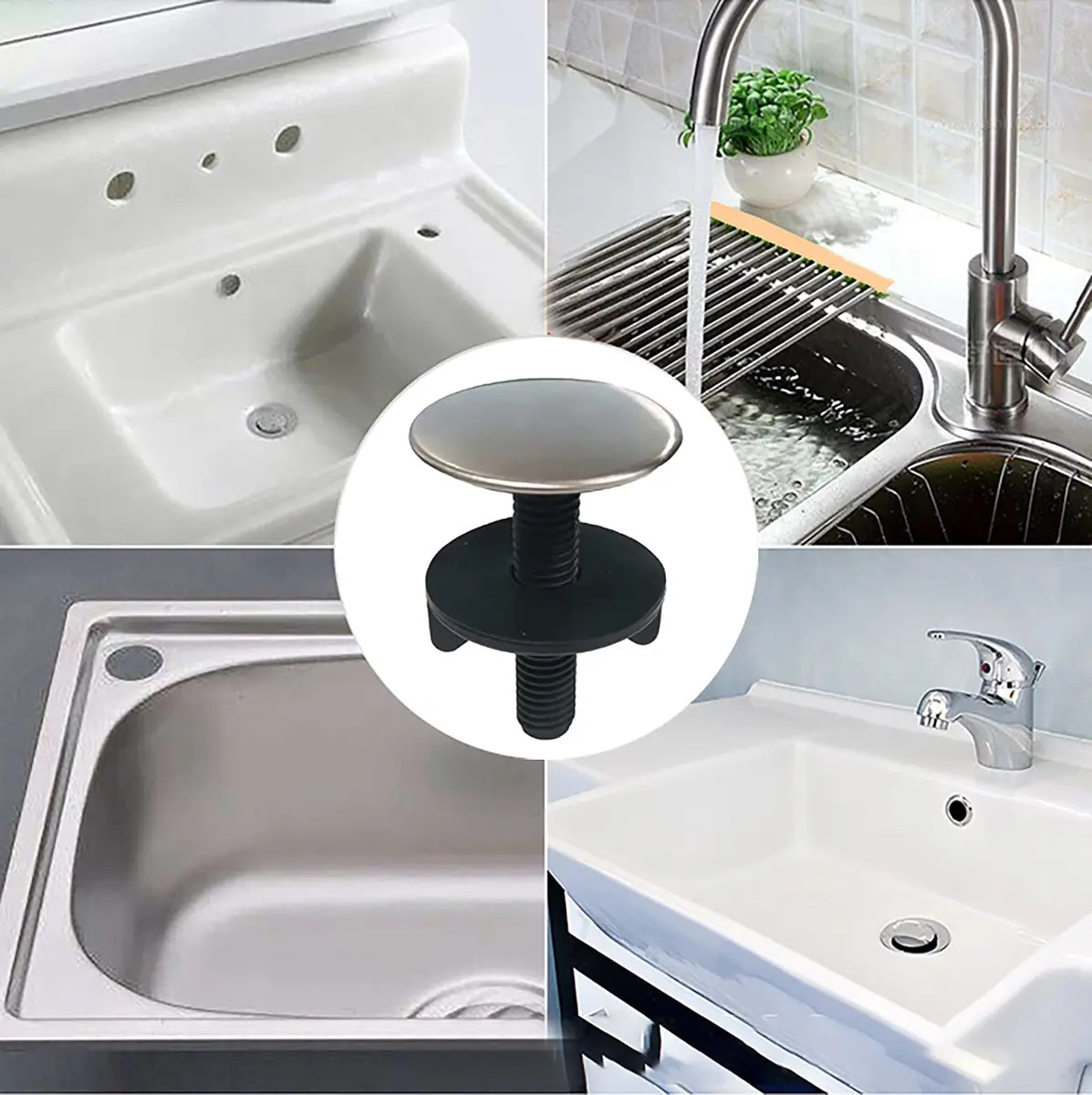 PCTC Brushed Metal Stainless Steel Kitchen Faucet Hole Cover 2-Pack | Fits Standard US Sink Holes - view 5