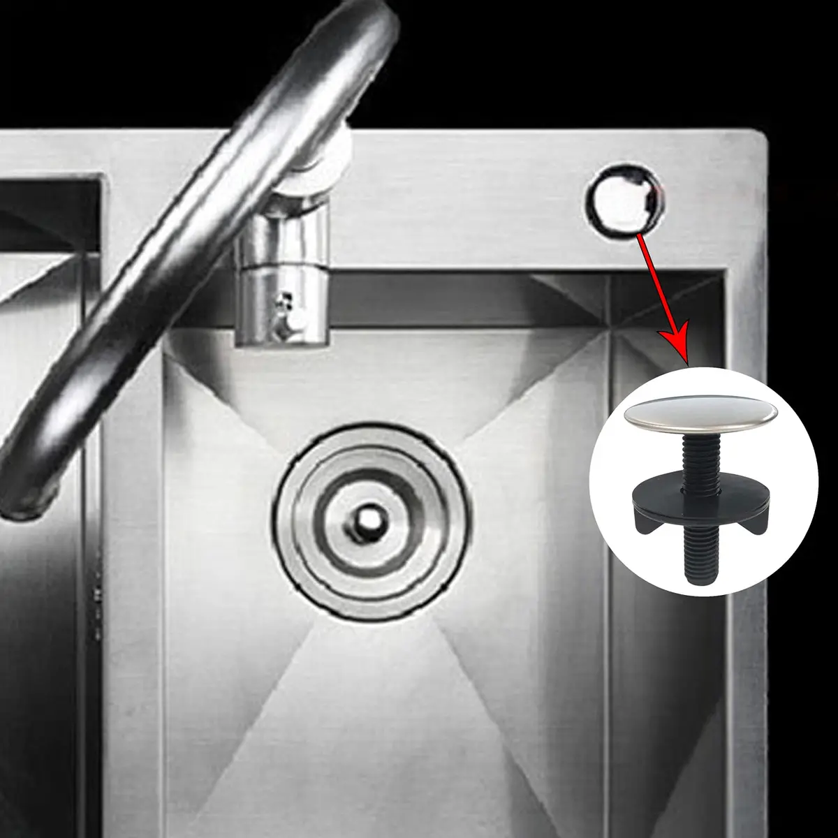 PCTC Brushed Metal Stainless Steel Kitchen Faucet Hole Cover 2-Pack | Fits Standard US Sink Holes - view 6