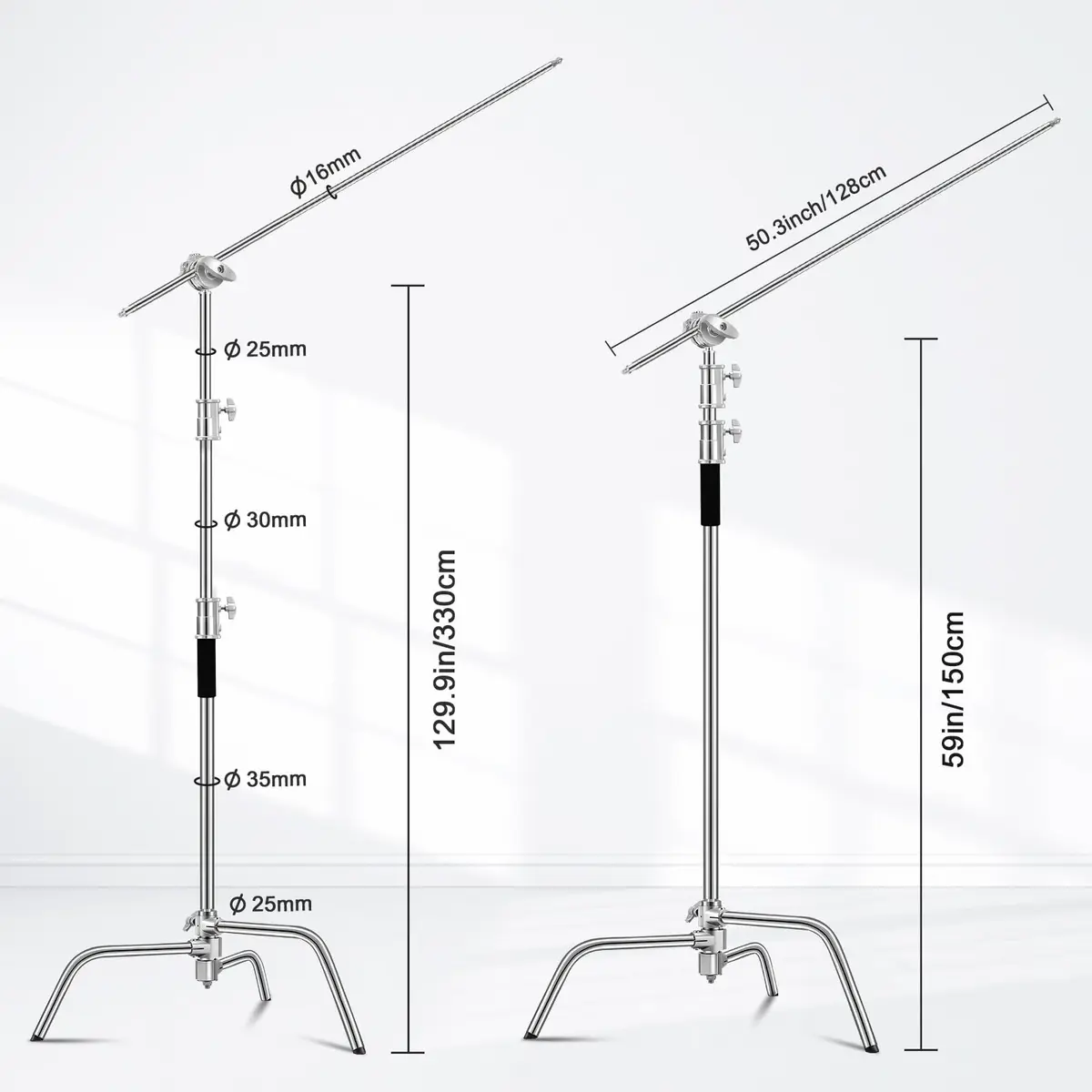soonpho Heavy Duty C Stand 10.8ft/330cm with Boom Arm | Stainless Steel Photography Support - view 4