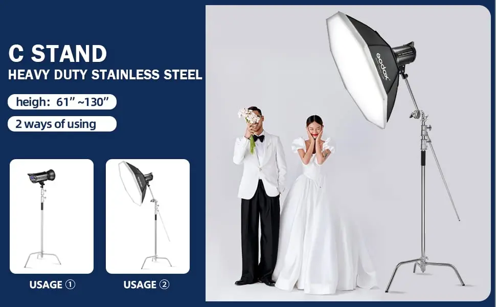 soonpho Heavy Duty C Stand 10.8ft/330cm with Boom Arm | Stainless Steel Photography Support - view 8