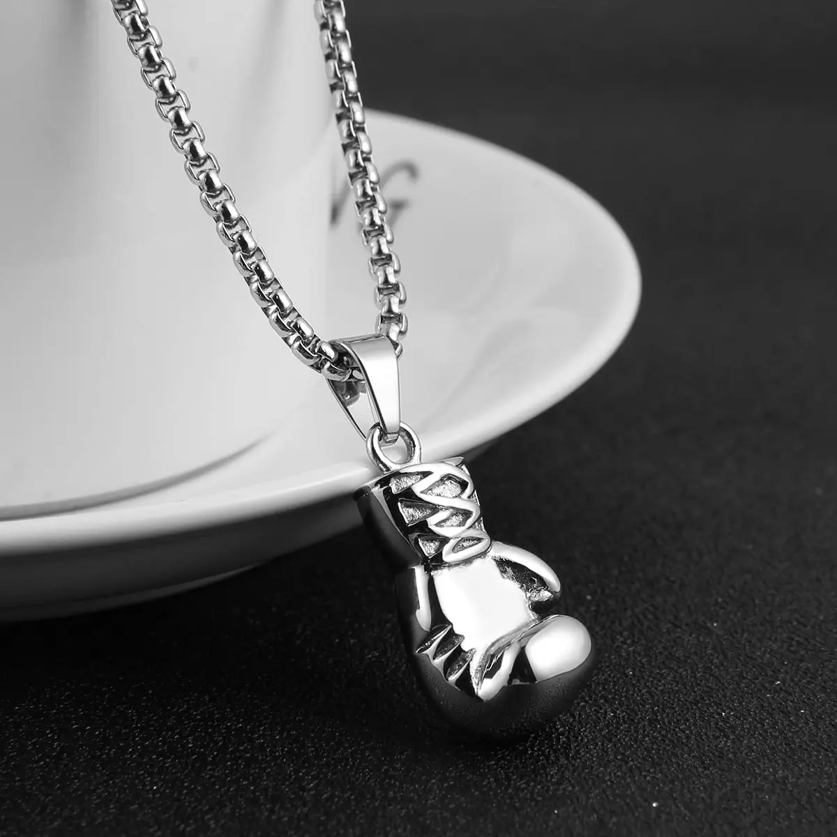 HZMAN Boxing Glove Bible Verse Pendant Necklace with Chain, 2.5cm Pendant, 22+2 Inch Chain - view 5