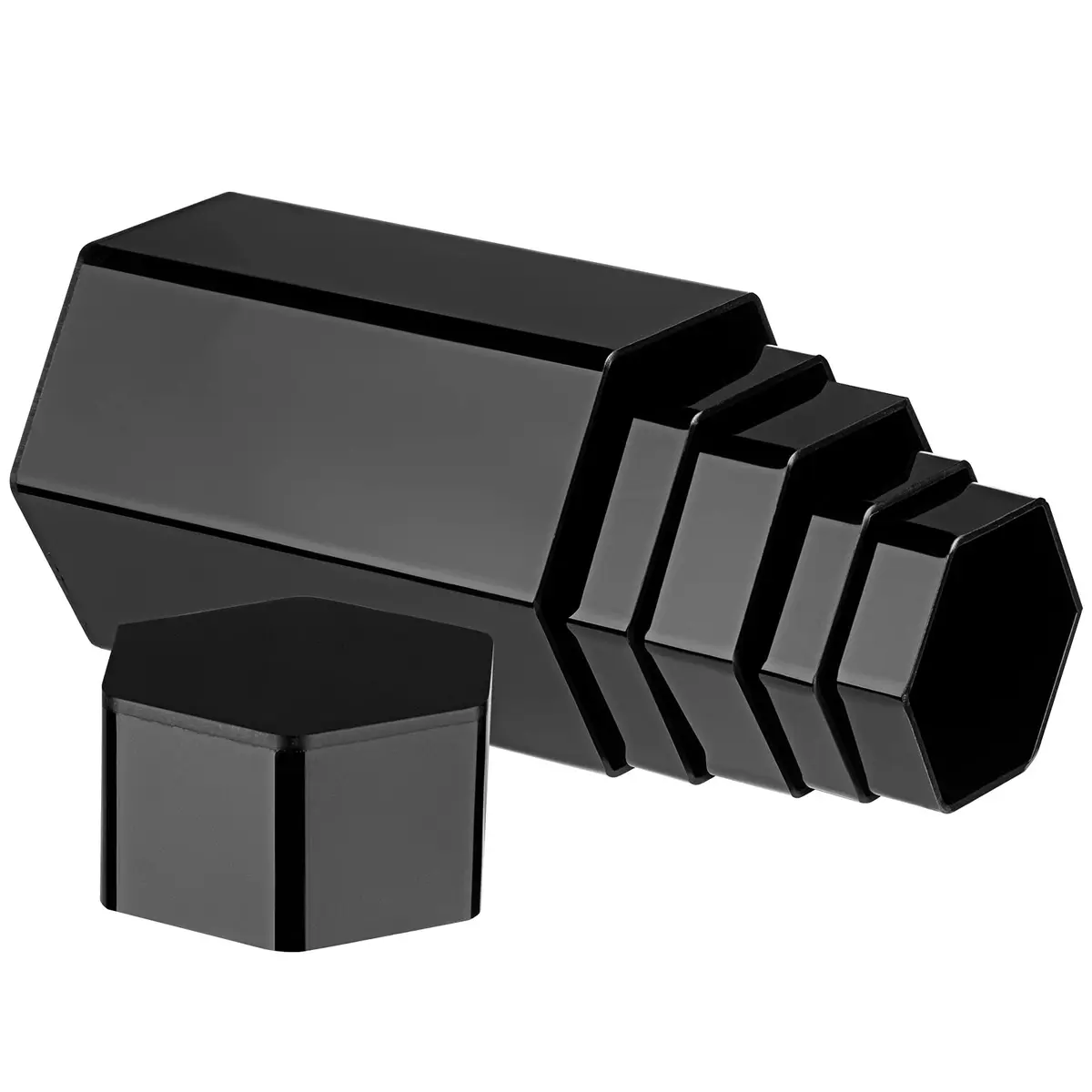 Jetec Black Hexagonal Jewelry Display Risers 6 Sizes | Acrylic Stands for Collections & Decor - view 3