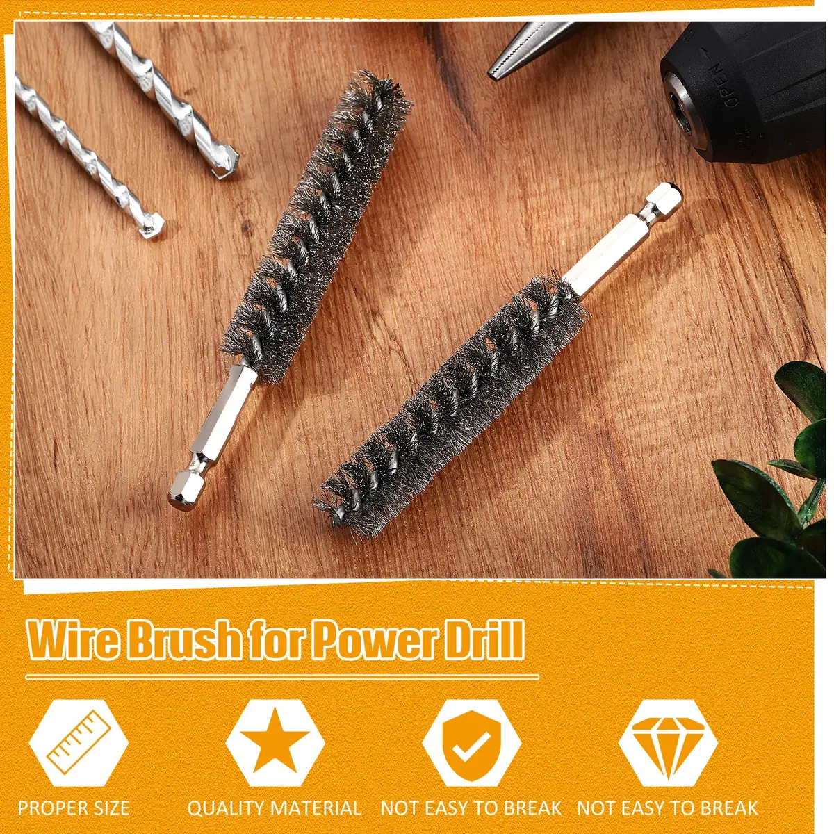 Geiserailie 6 Pcs Stainless Steel Bore Brush Set 0.8-1.9 cm | For Power Drills & Deburring - view 4