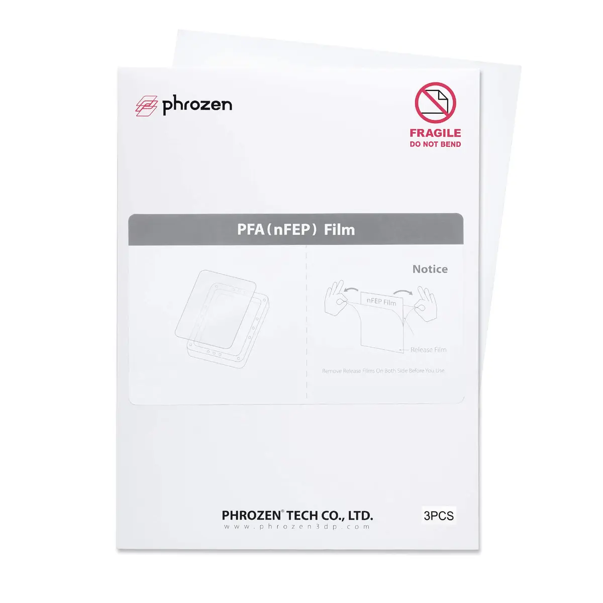 Phrozen PFA (nFEP) Release Film 3 pcs A4 Size 210 X 297mm | 95% UV Transmission for Accurate Prints - main product image