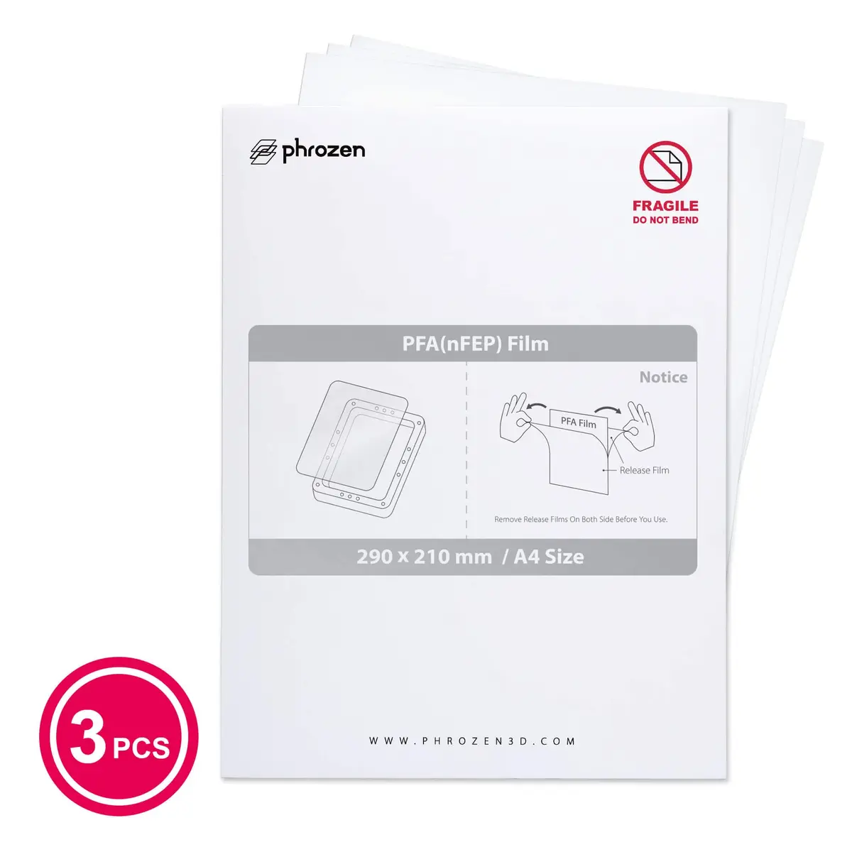 Phrozen PFA (nFEP) Release Film 3 pcs A4 Size 210 X 297mm | 95% UV Transmission for Accurate Prints - view 6