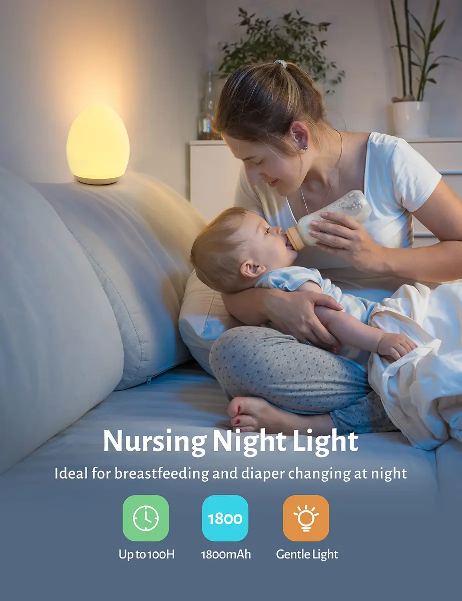 JolyWell Night Light for Kids 7 Colors Dimmable BPA Free Rechargeable | Baby Nursery Light - view 5