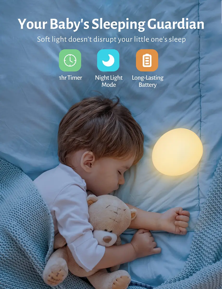 JolyWell Night Light for Kids 7 Colors Dimmable BPA Free Rechargeable | Baby Nursery Light - view 7